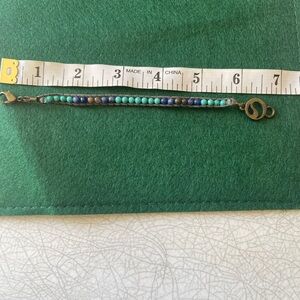 Turquoise and Navy Beaded Leather Wrap Bracelet